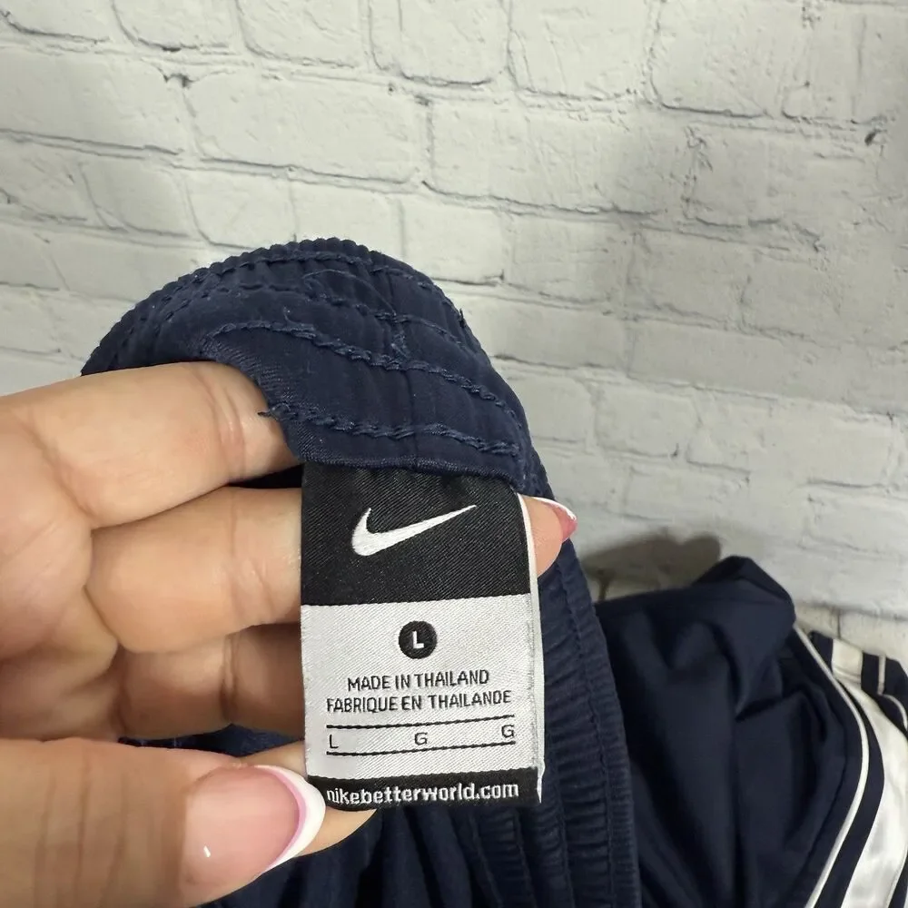Nike Track Pants Large Navy Blue Wide Leg Athletic Pants Swoosh Y2K Athleisure